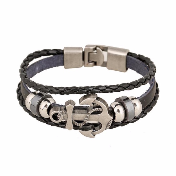 Anchor Vintage Unisex bracelet | Black - Picture 1 of 1